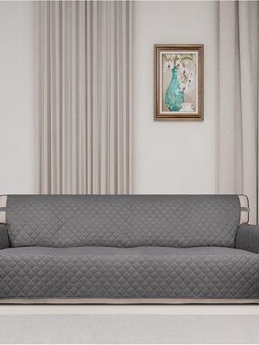 Quilted Gray Sofa Slipcover Protector - Unbranded